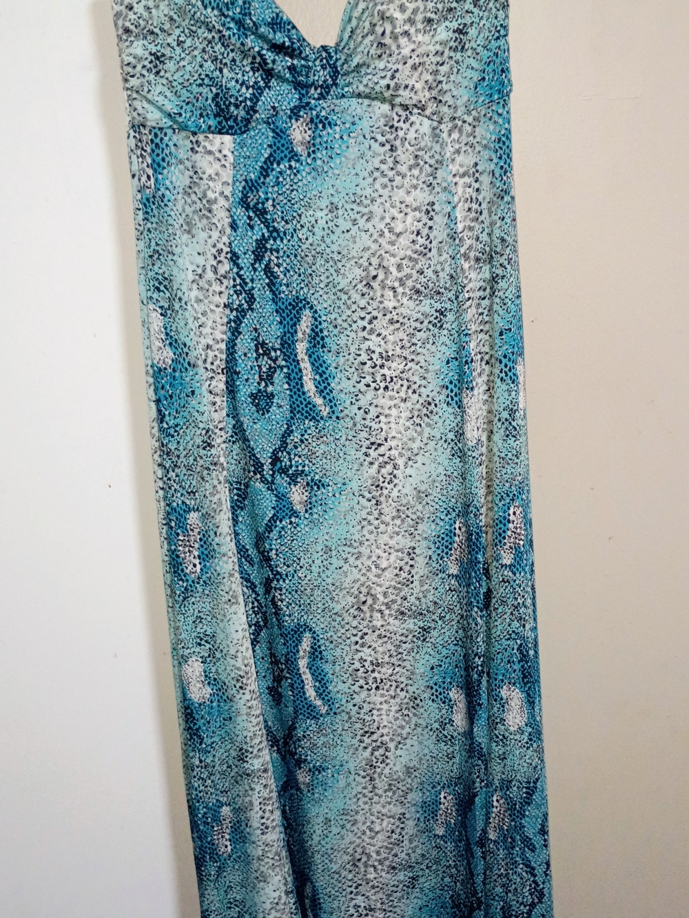 Turquoise Snake-Print Strapless Dress- Womens